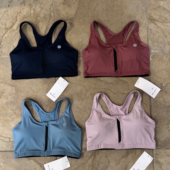 4 PAIR LULULEMON FRONT ZIP-UP SPORTS BRAS WOMENS SIZE L - Picture 3 of 3